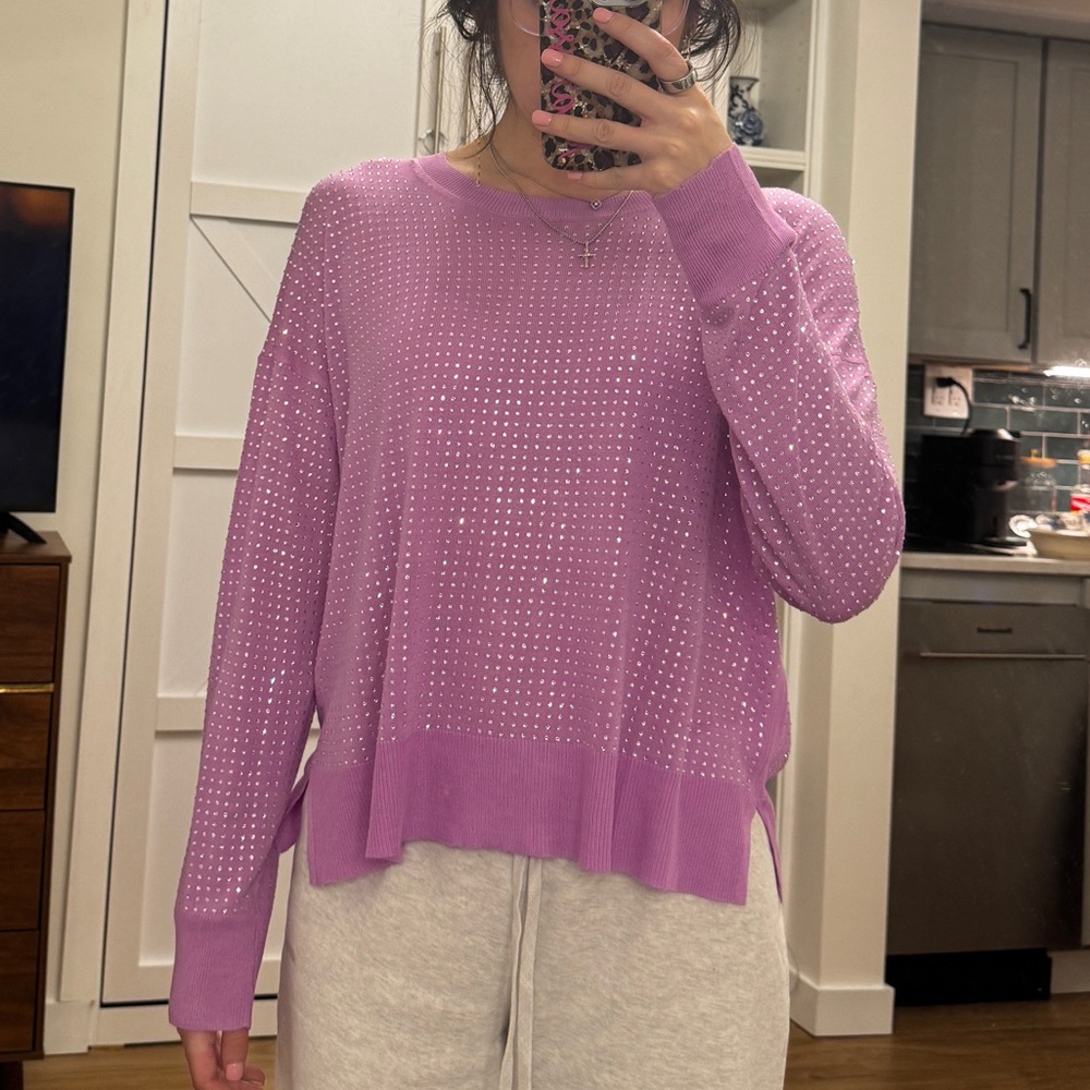 rhinestone purple knit top